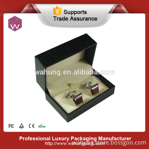 High-end Black Cardboard with Leather manufacturers gift cufflink box